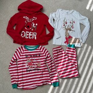 Justice Reindeer Hoodie Sweatshirt, Gymboree Top Christmas & Christmas pajamas
